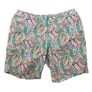 Talbots Perfect Short Womens 22W Colorful Paisley Print Cotton 10" High Rise